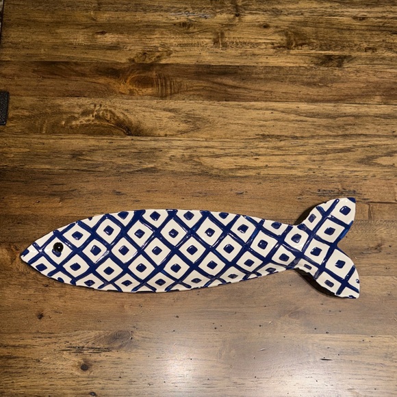 Mud Pie Other - MUDPIE ceramic 17” blue fish serving dish platter plate tray home accent